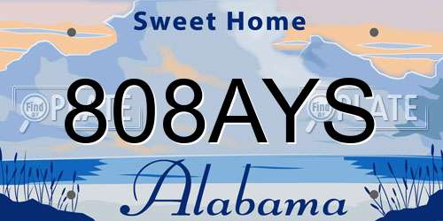 808AYS Alabama License Plate