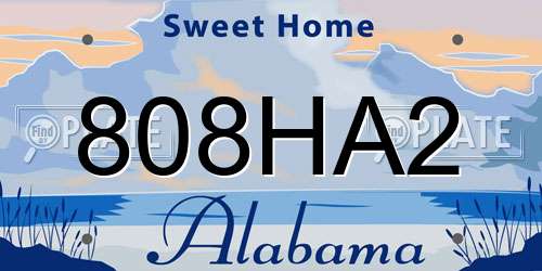 808HA2 Alabama License Plate
