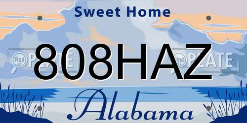 808HAZ Alabama License Plate
