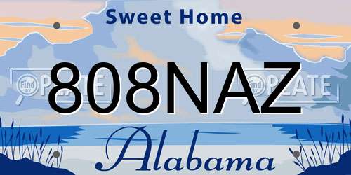 808NAZ Alabama License Plate
