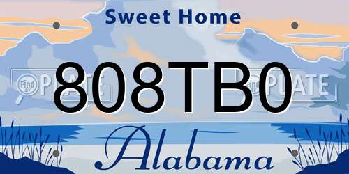 808TB0 Alabama License Plate