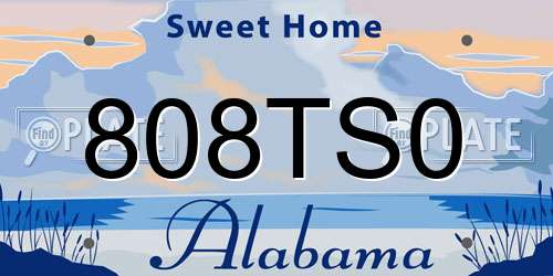 808TS0 Alabama License Plate