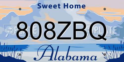 808ZBQ Alabama License Plate