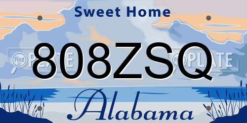 808ZSQ Alabama License Plate