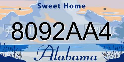 8092AA4 Alabama License Plate