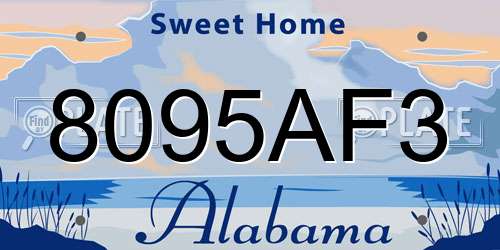 8095AF3 Alabama License Plate
