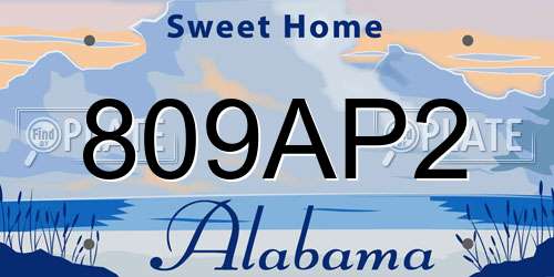 809AP2 Alabama License Plate