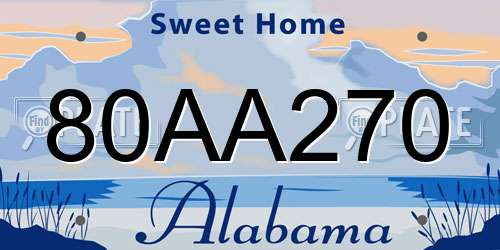 80AA270 Alabama License Plate