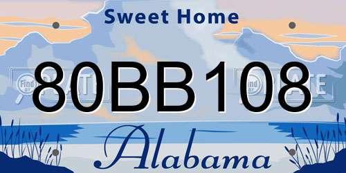80BB108 Alabama License Plate
