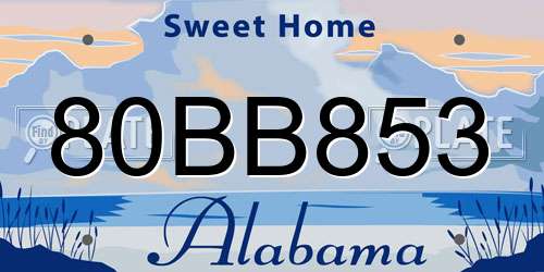 80BB853 Alabama License Plate
