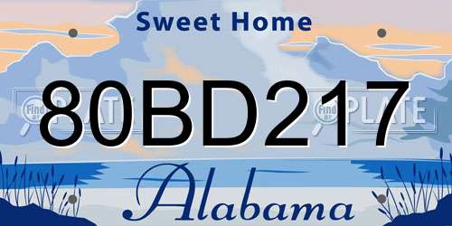 80BD217 Alabama License Plate
