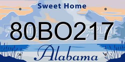 80BO217 Alabama License Plate