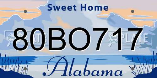 80BO717 Alabama License Plate