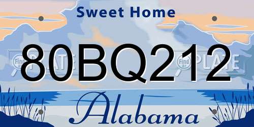 80BQ212 Alabama License Plate