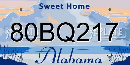 80BQ217 Alabama License Plate