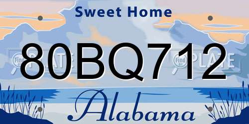 80BQ712 Alabama License Plate