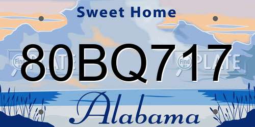 80BQ717 Alabama License Plate