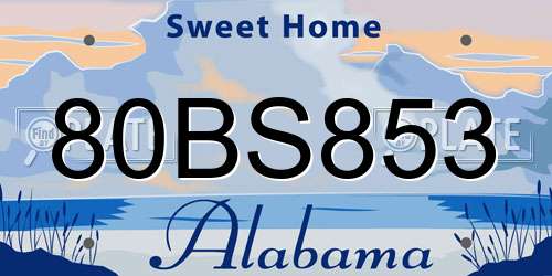 80BS853 Alabama License Plate