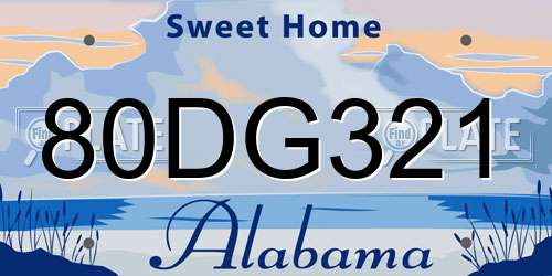 80DG321 Alabama License Plate