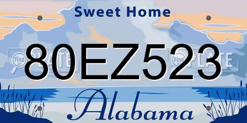 80EZ523 Alabama License Plate