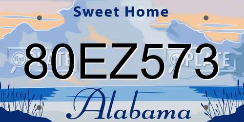 80EZ573 Alabama License Plate