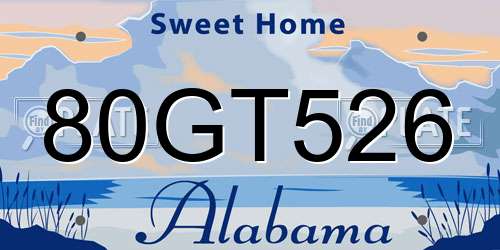 80GT526 Alabama License Plate