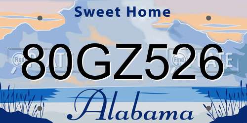80GZ526 Alabama License Plate