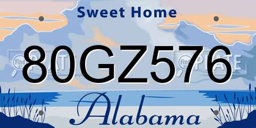 80GZ576 Alabama License Plate