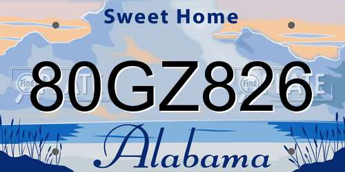 80GZ826 Alabama License Plate
