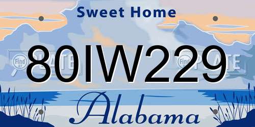 80IW229 Alabama License Plate