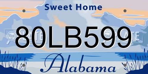 80LB599 Alabama License Plate