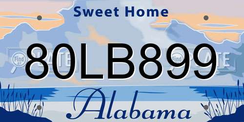 80LB899 Alabama License Plate