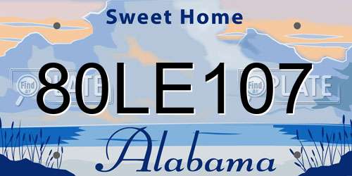 80LE107 Alabama License Plate