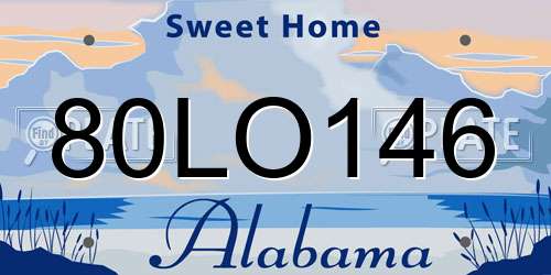 80LO146 Alabama License Plate