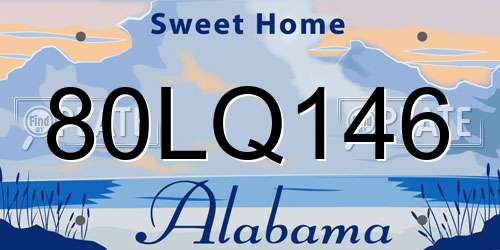 80LQ146 Alabama License Plate