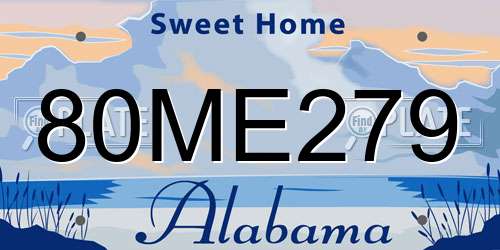 80ME279 Alabama License Plate