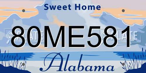 80ME581 Alabama License Plate