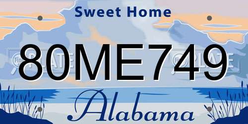 80ME749 Alabama License Plate