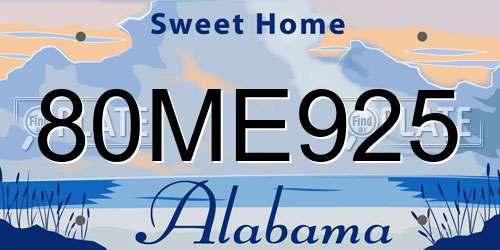 80ME925 Alabama License Plate
