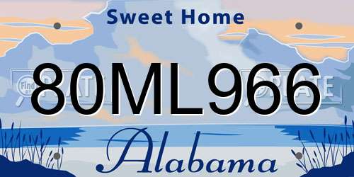 80ML966 Alabama License Plate