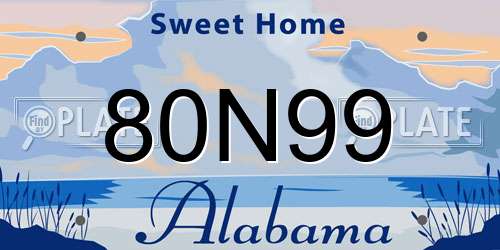 80N99 Alabama License Plate