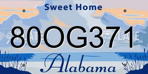 80OG371 Alabama License Plate