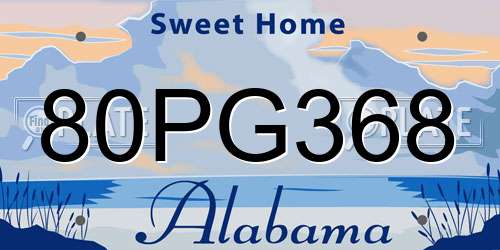 80PG368 Alabama License Plate
