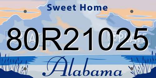 80R21025 Alabama License Plate