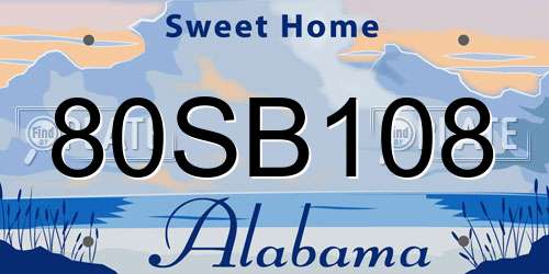 80SB108 Alabama License Plate