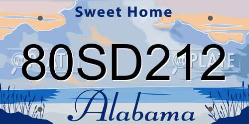 80SD212 Alabama License Plate