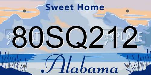 80SQ212 Alabama License Plate