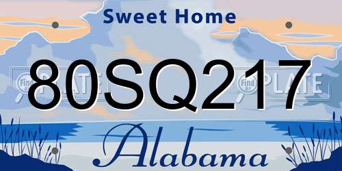80SQ217 Alabama License Plate
