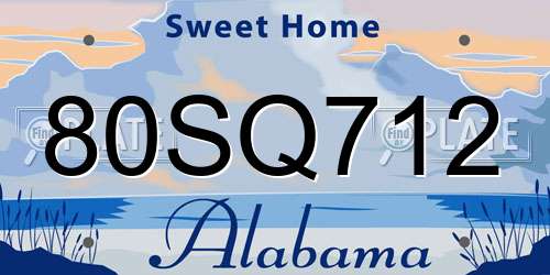 80SQ712 Alabama License Plate