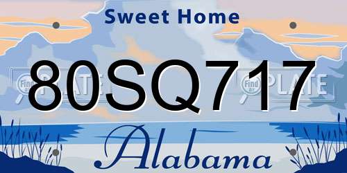80SQ717 Alabama License Plate
